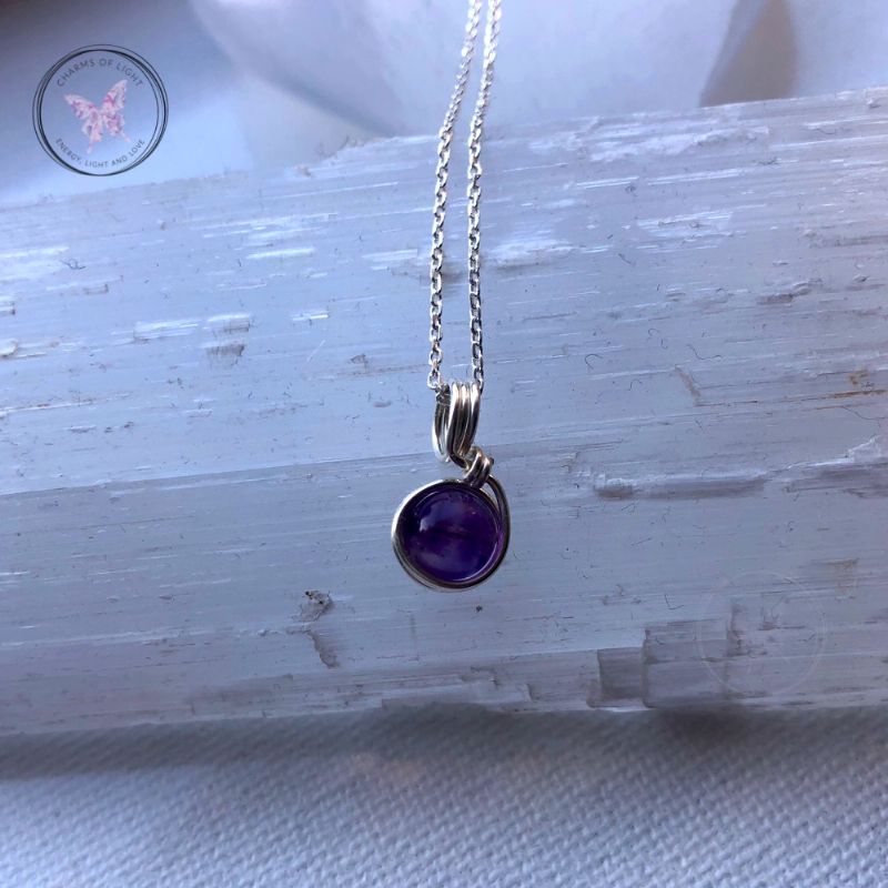 Amethyst Sterling Silver Wire Wrapped Pendant